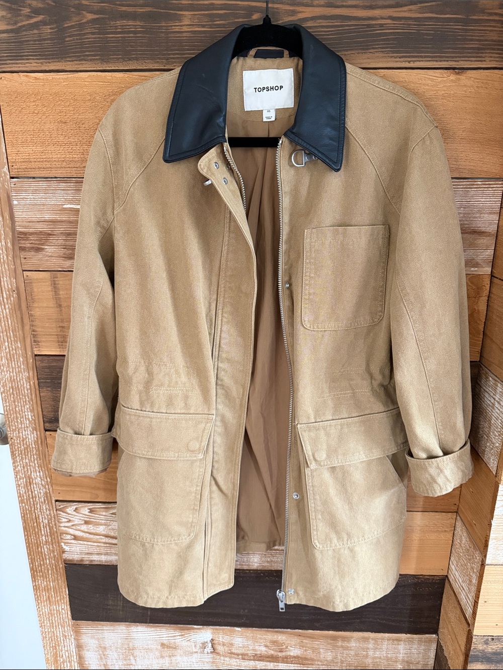 TOPSHOP oversized barn jacket with buckle detail